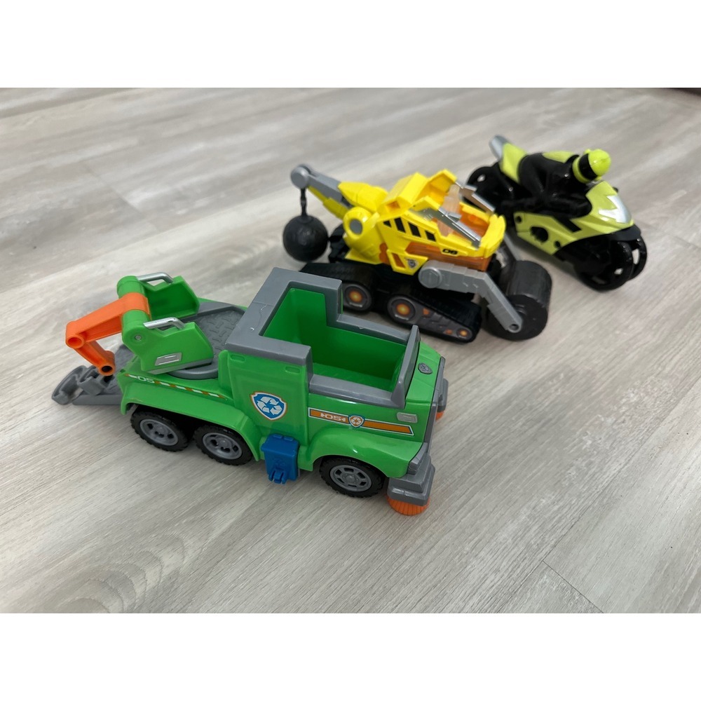 Paw Patrol Vehicles Rocky,‎ Rubble, Wildcat - Lot of 3 Action Figures Toys